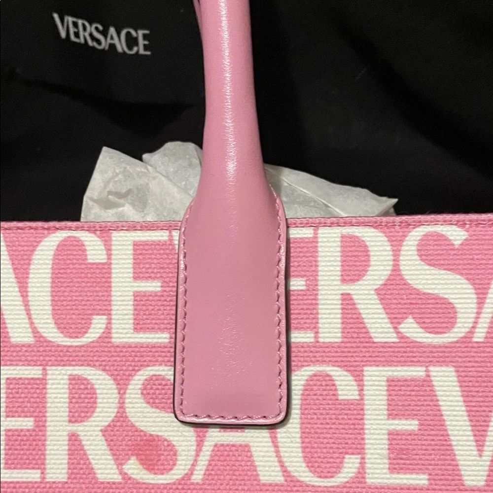 Versace Pink and White Logo Tote - Picture 9 of 15